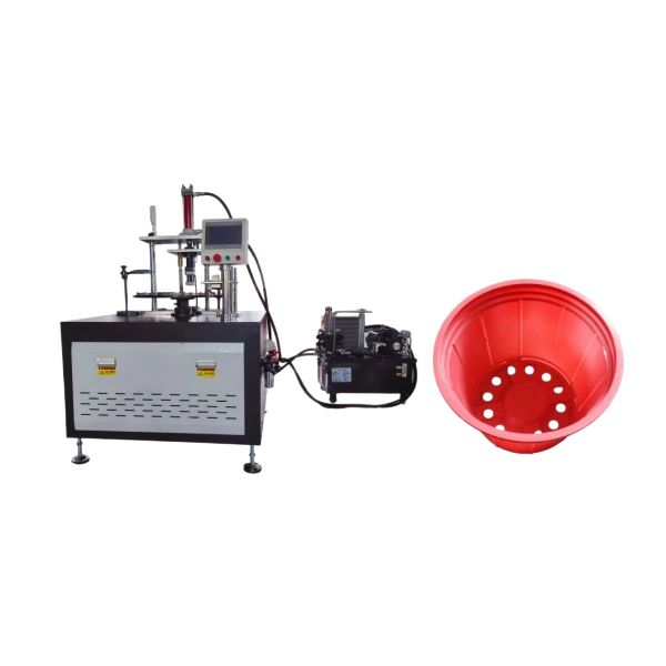 Nursery pot drainage hole machine
